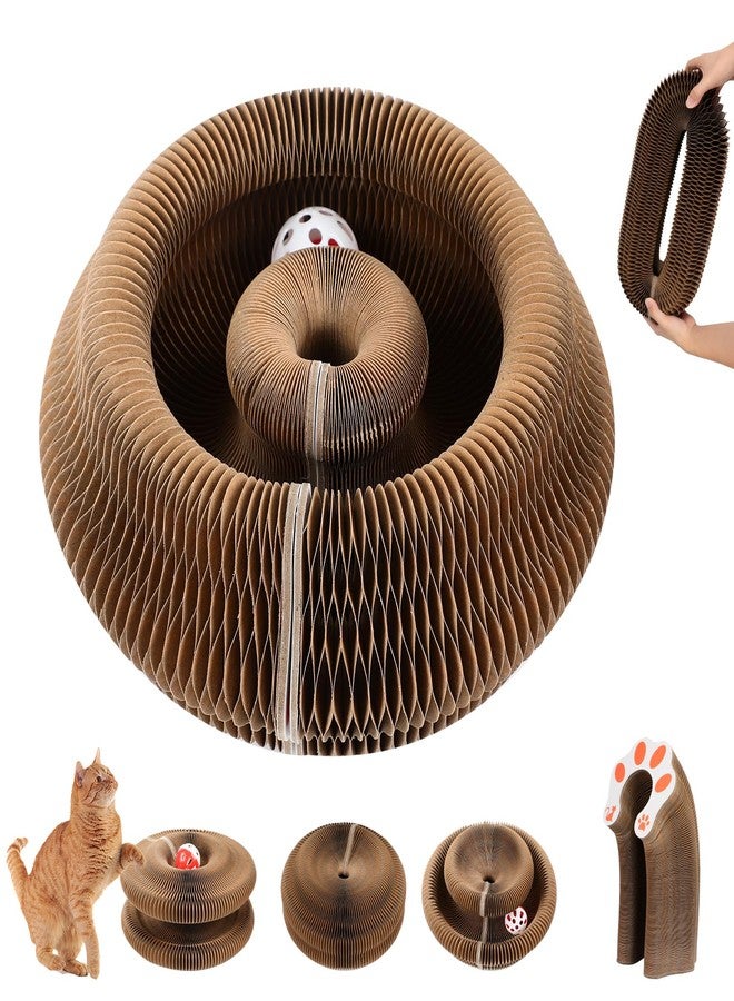 Grenben Magic Organ Cat Scratching Board, Cat Accordion Toy with Ball, Foldable Accordion Cats Toy, Interactive Scratch Pad Cats Toy with Toy Bell Ball - Image 1